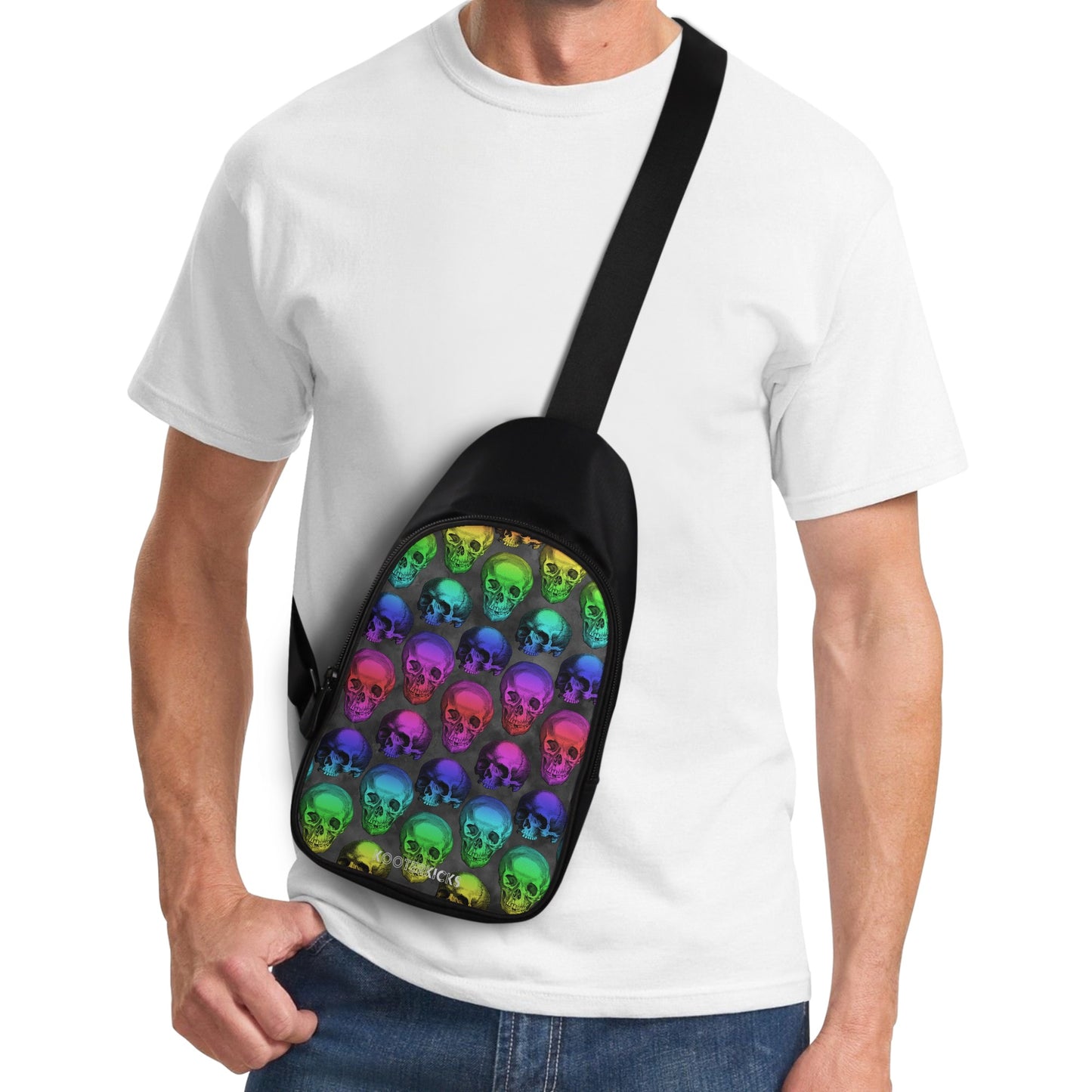 Rainbow Skull Chest Bag