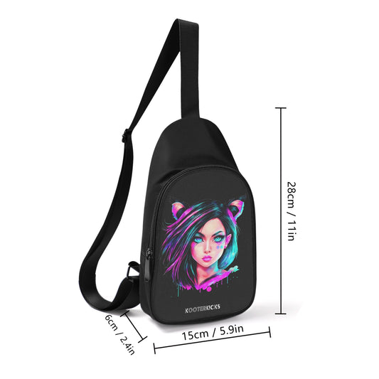 Watercolour Kitty Girl Chest Bag