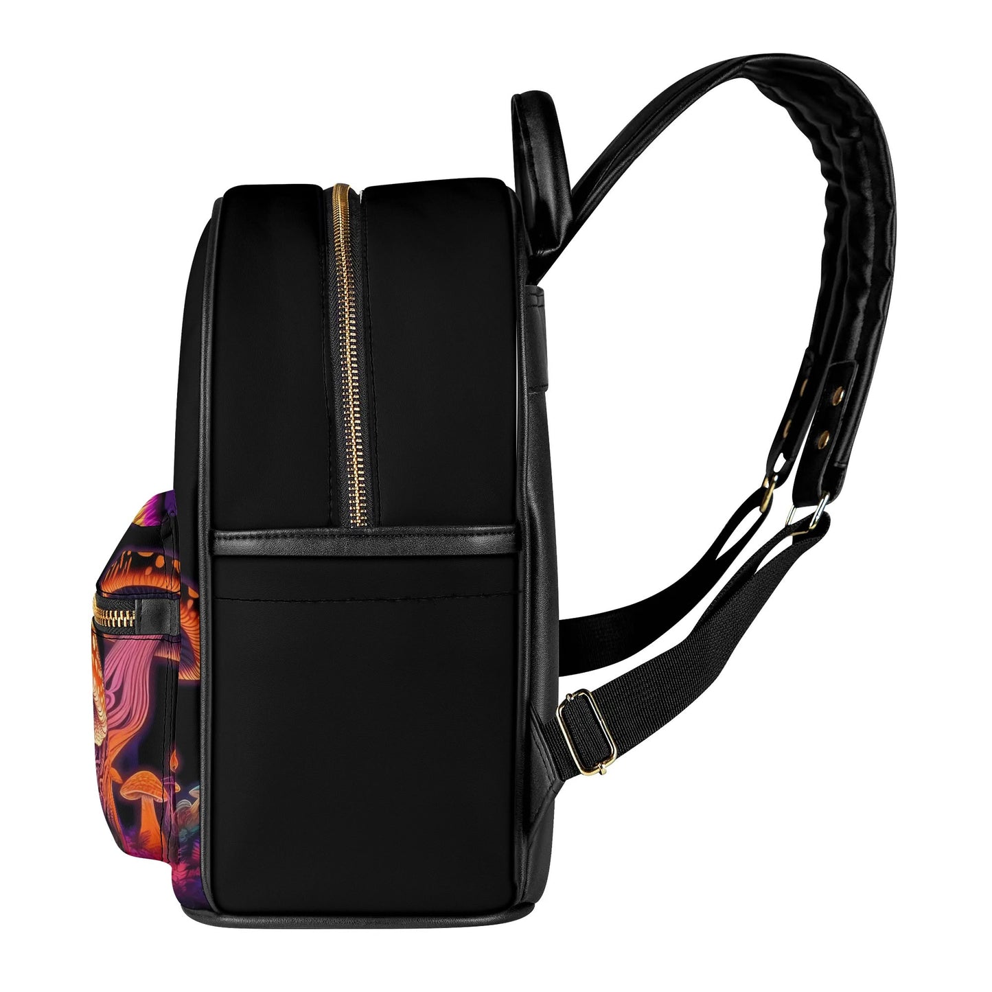 Psychedelic Mushroom Casual PU Leather Backpack