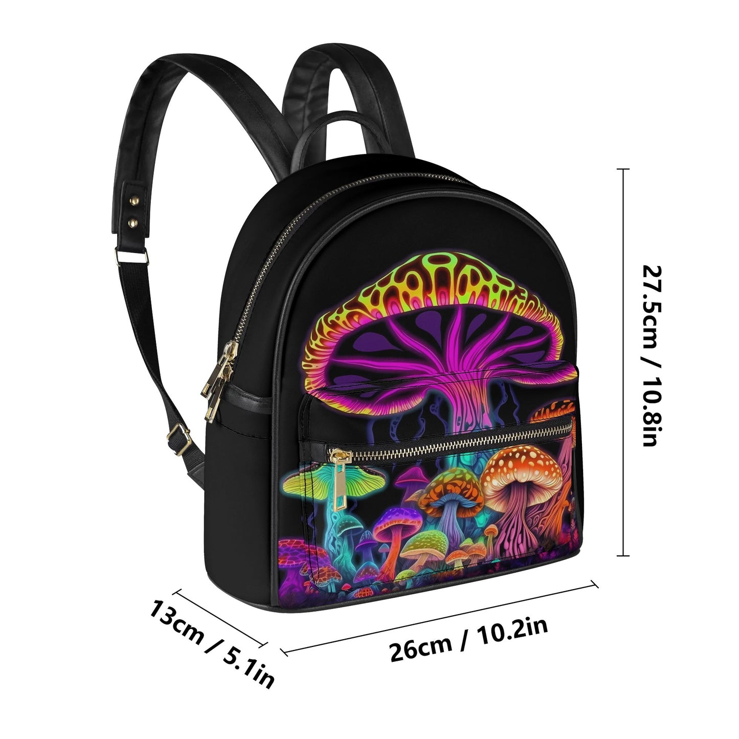 Psychedelic Mushroom Casual PU Leather Backpack
