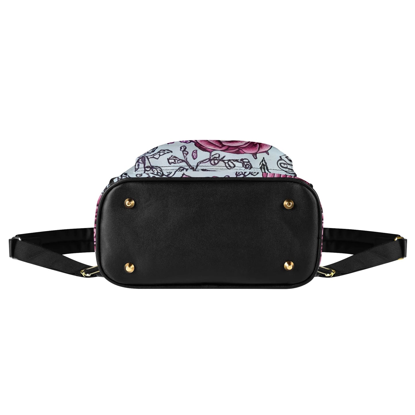 Pink Rose Casual PU Leather Backpack