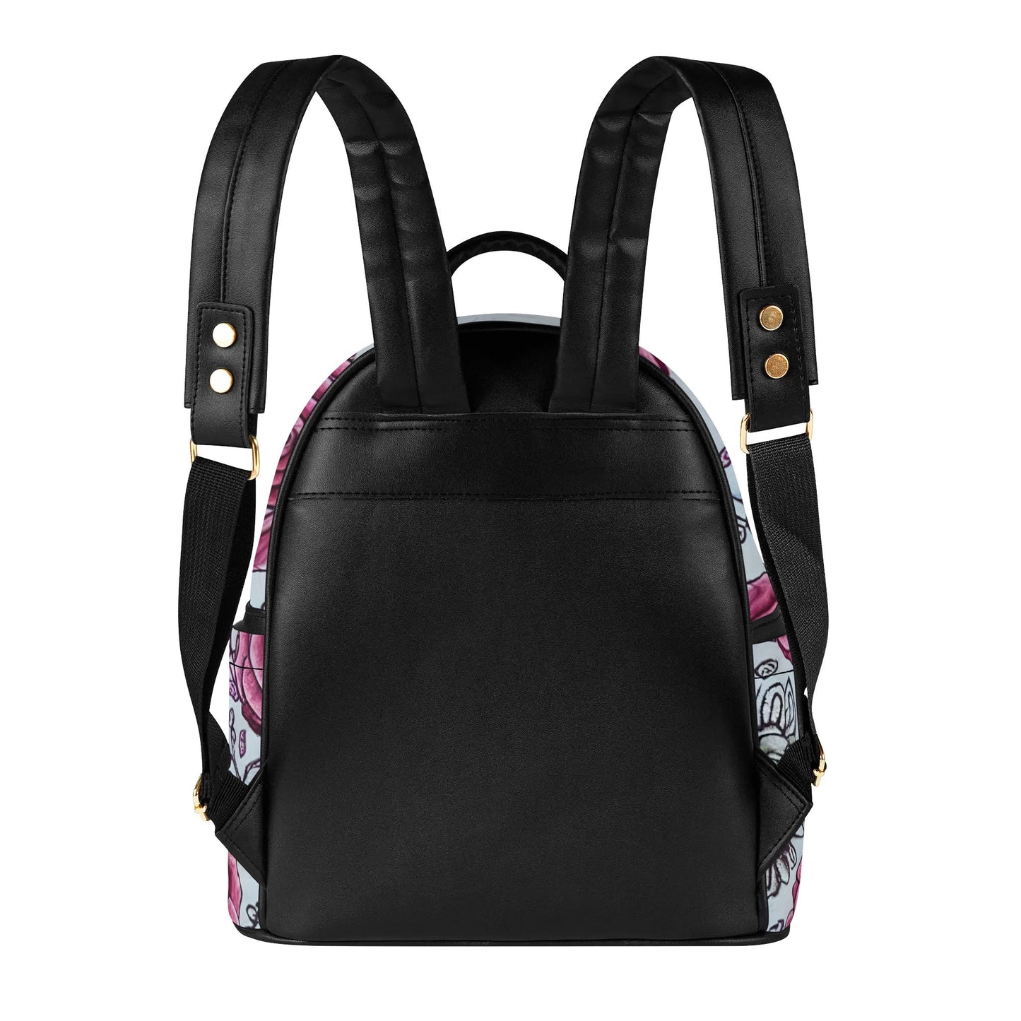Pink Rose Casual PU Leather Backpack