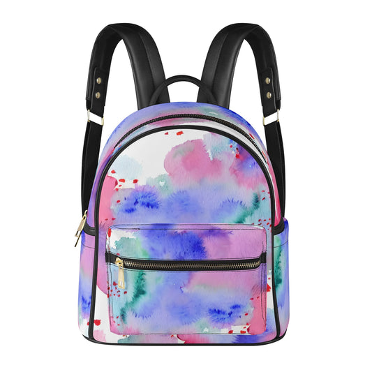 Watercolour Clouds Casual PU Leather Backpack