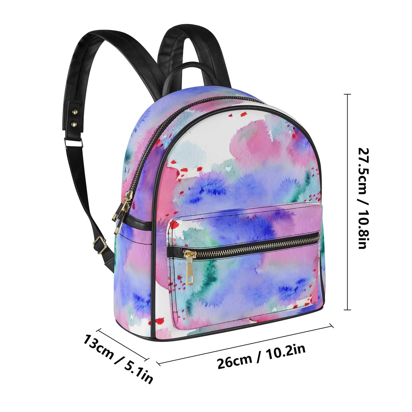 Watercolour Clouds Casual PU Leather Backpack