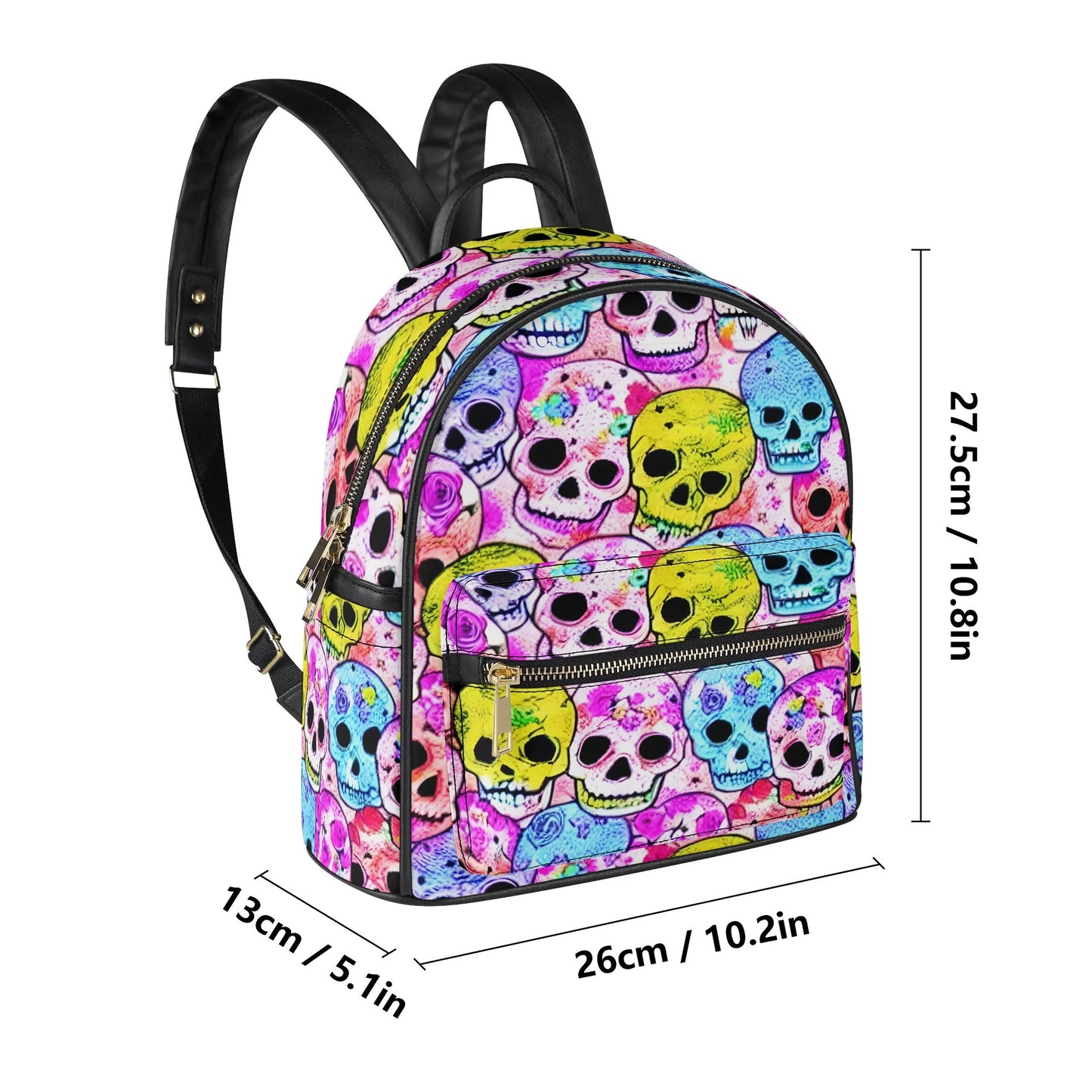Whimsical Skulls Casual PU Leather Backpack
