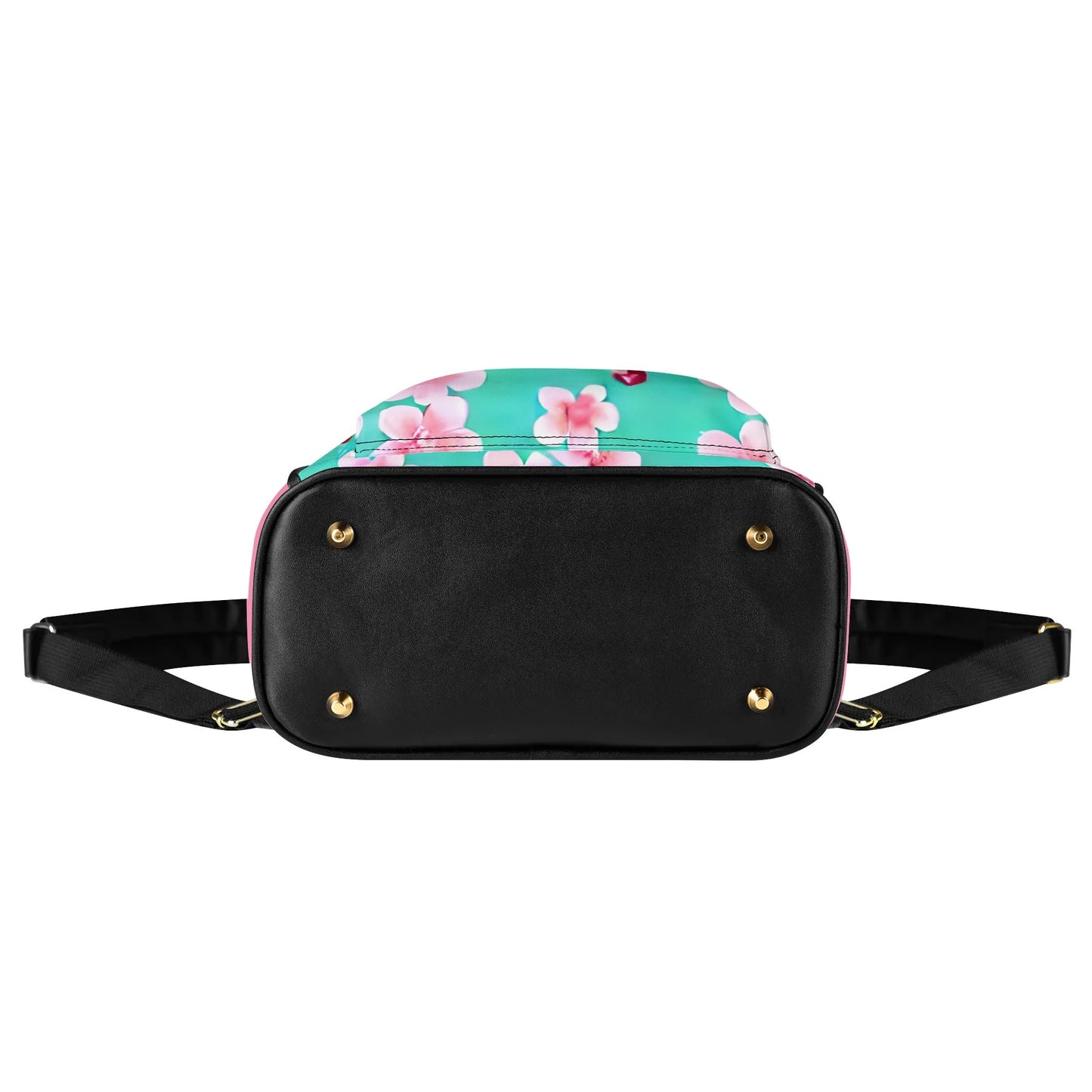 Mint Cherry Blossom Casual PU Leather Backpack
