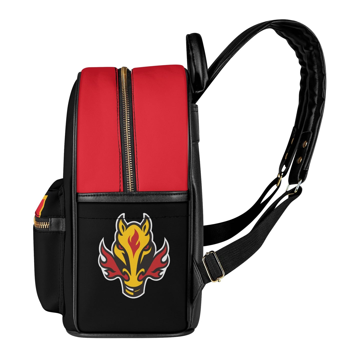 Calgary Flames Inspired Casual PU Leather Backpack