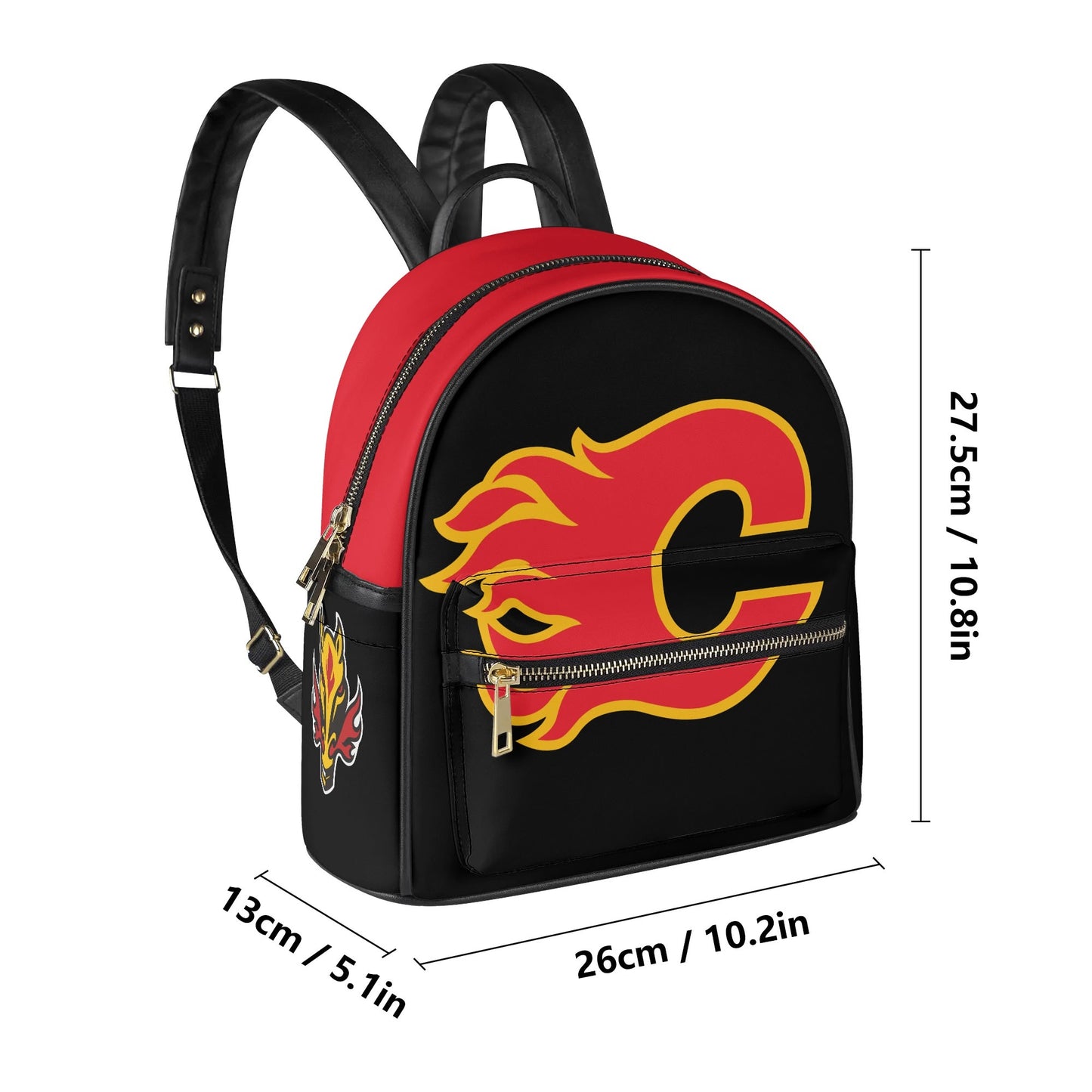 Calgary Flames Inspired Casual PU Leather Backpack