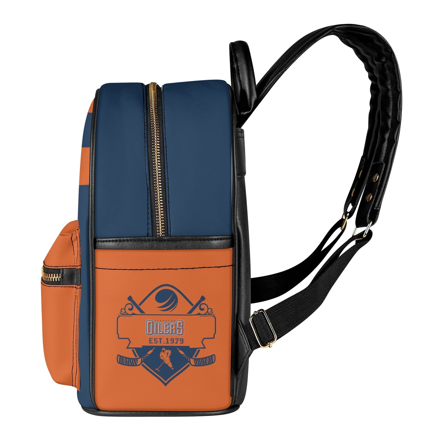 Edmonton Oilers Inspired Casual PU Leather Backpack