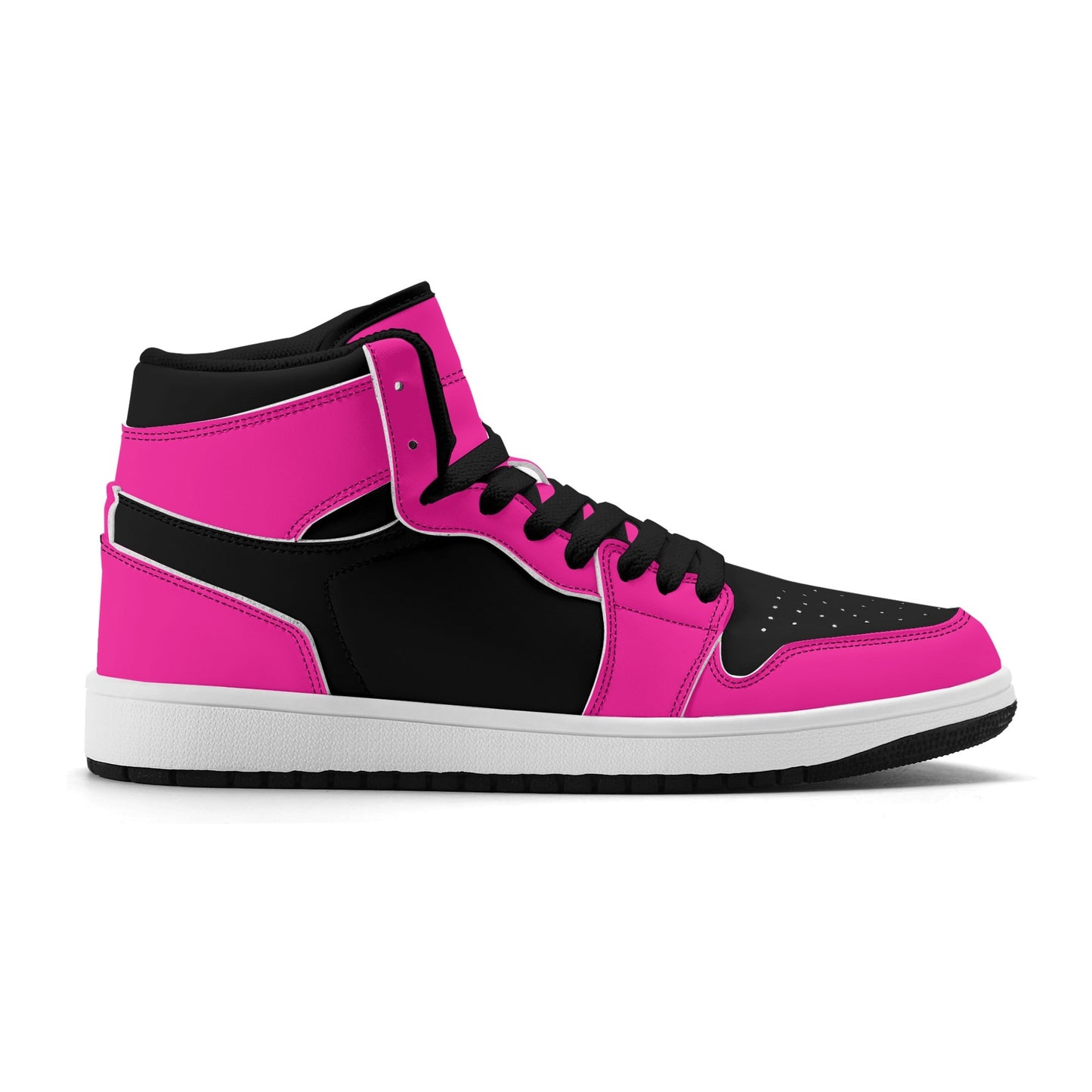 Womens Premium PU Leather Sneakers - Pink and Black