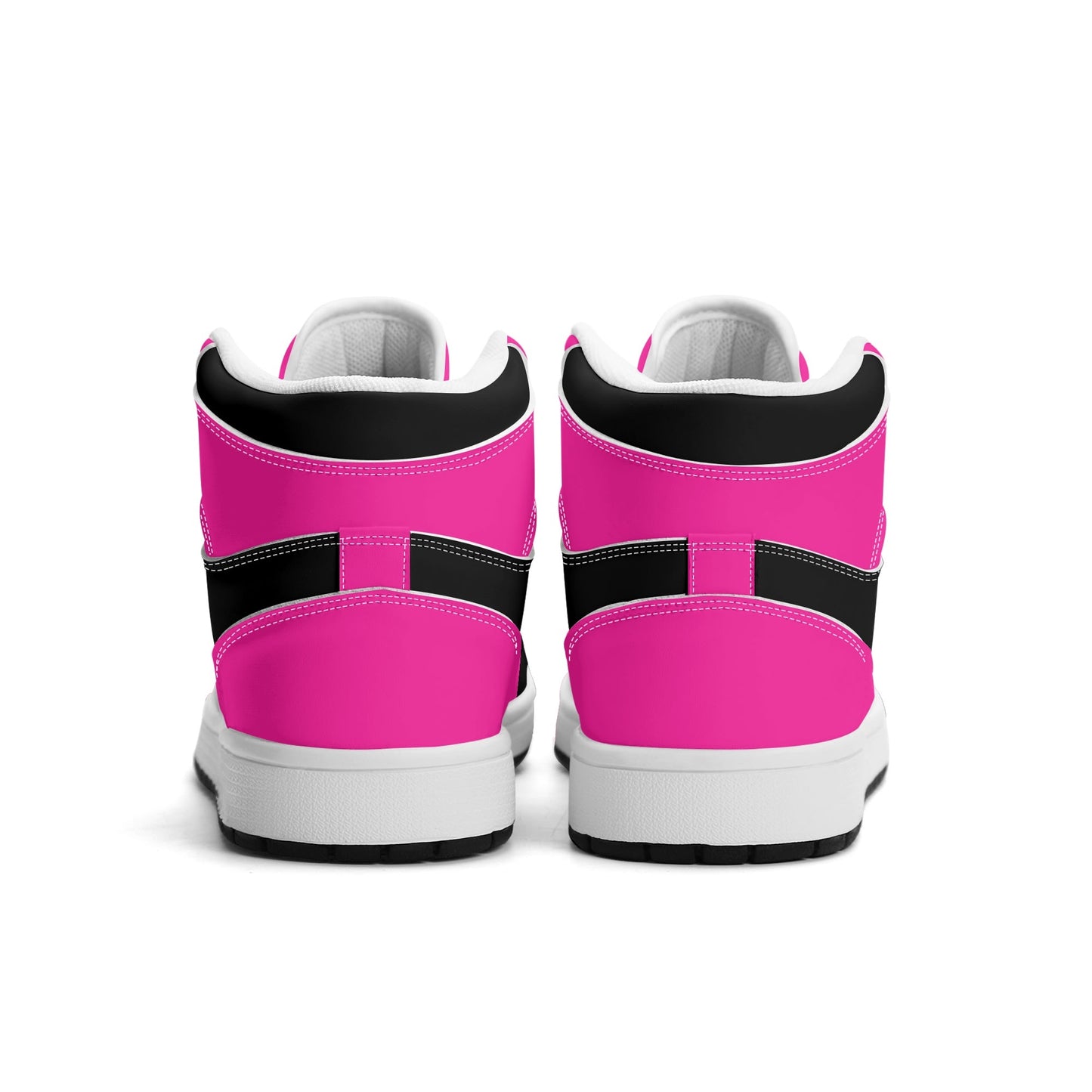 Womens Premium PU Leather Sneakers - Pink and Black