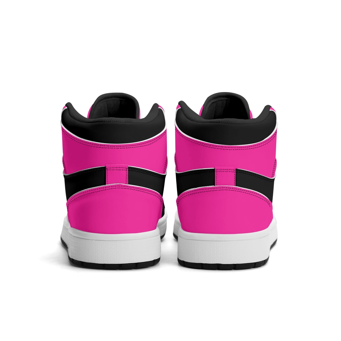 Womens Premium PU Leather Sneakers - Pink and Black