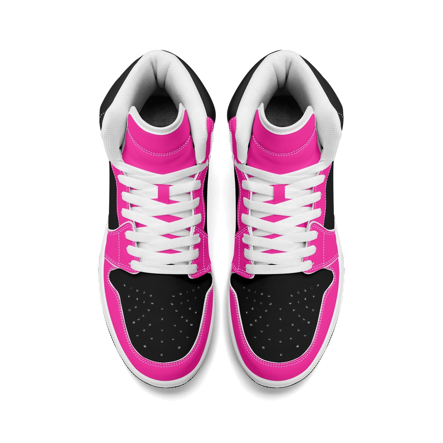 Womens Premium PU Leather Sneakers - Pink and Black