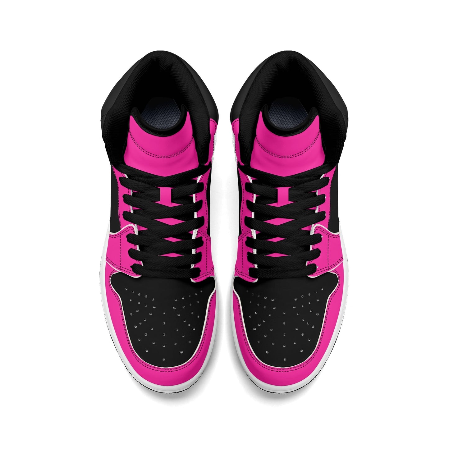 Womens Premium PU Leather Sneakers - Pink and Black