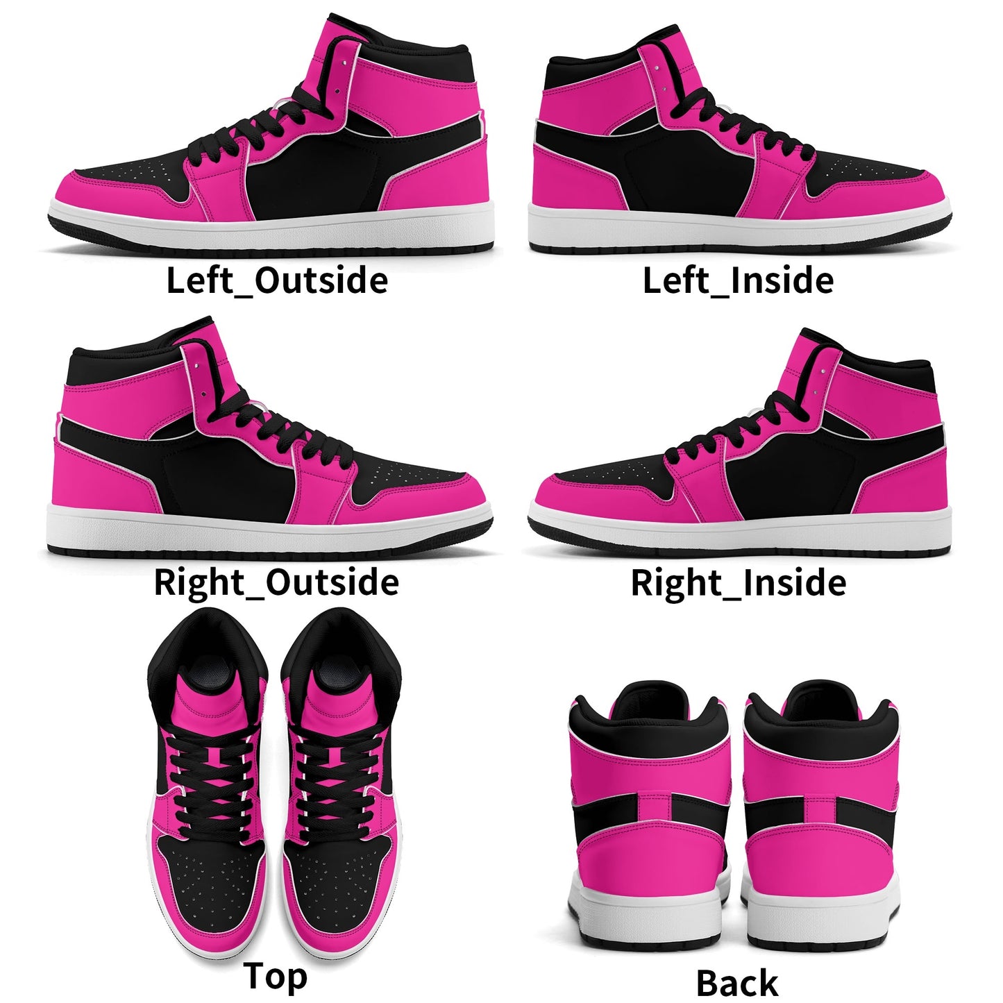 Womens Premium PU Leather Sneakers - Pink and Black
