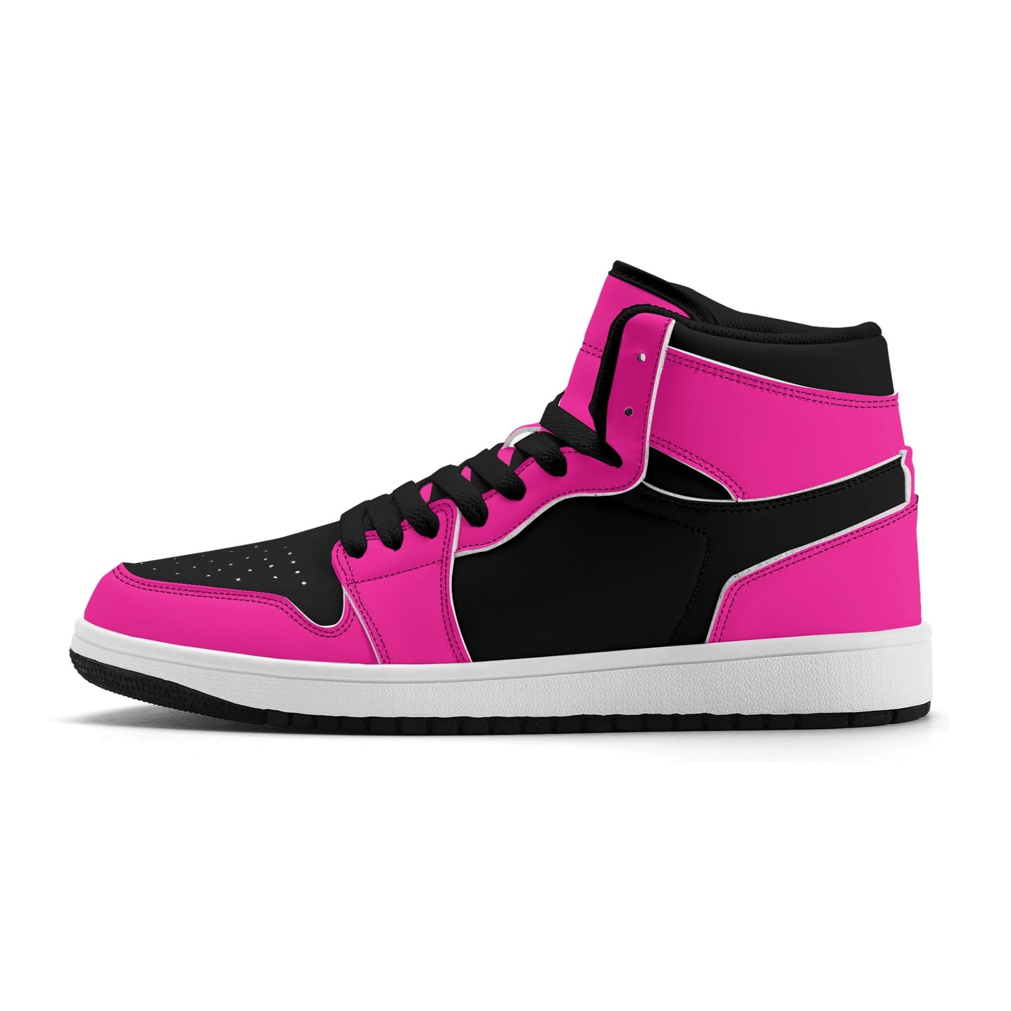 Womens Premium PU Leather Sneakers - Pink and Black