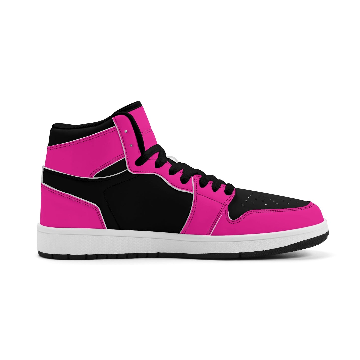 Womens Premium PU Leather Sneakers - Pink and Black