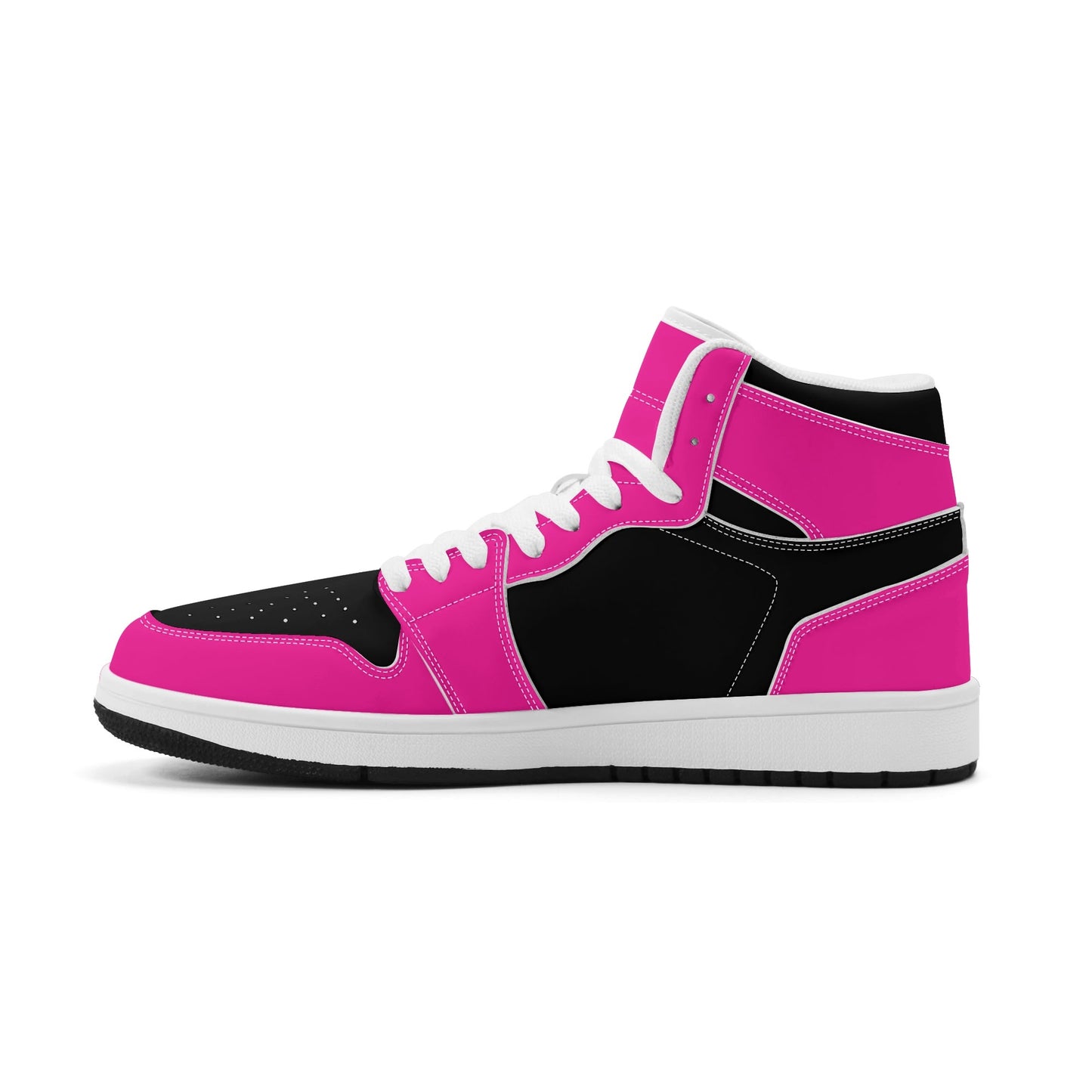 Womens Premium PU Leather Sneakers - Pink and Black