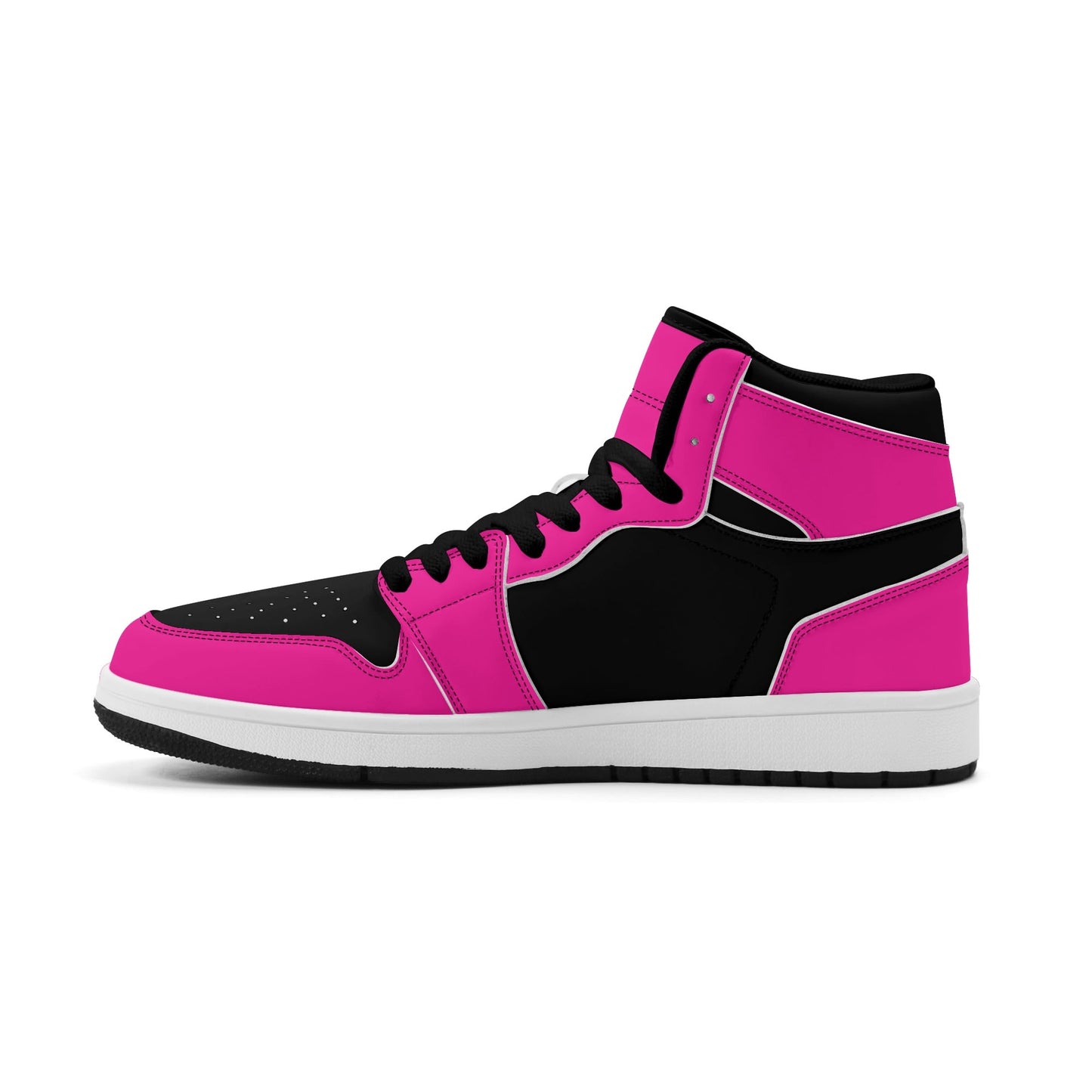Womens Premium PU Leather Sneakers - Pink and Black
