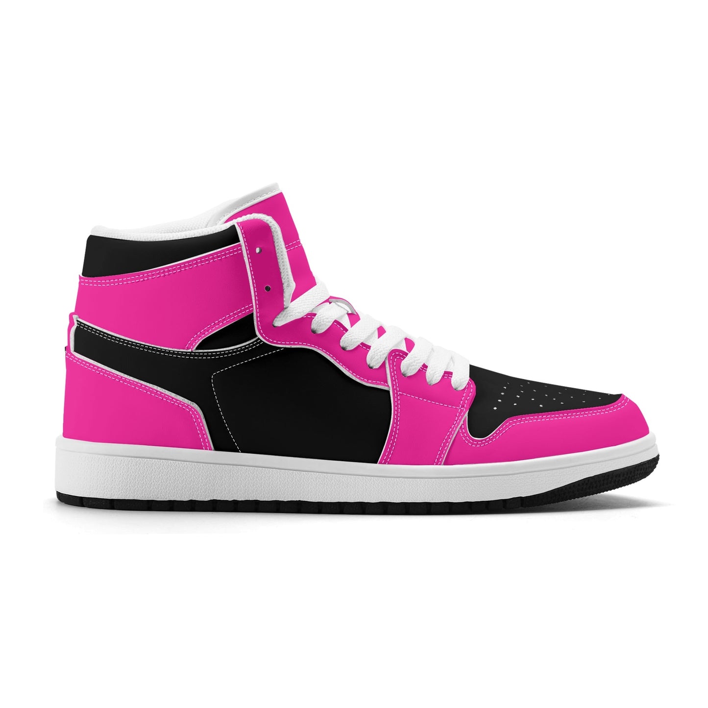 Womens Premium PU Leather Sneakers - Pink and Black
