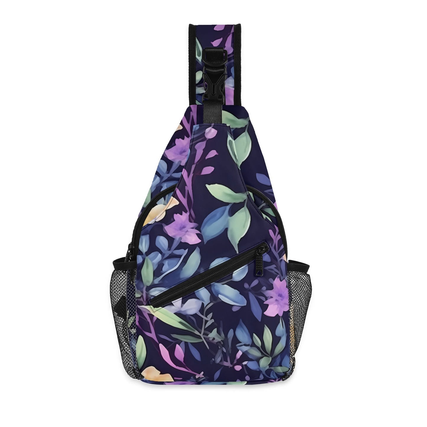 Midnight Floral Chest Crossbody Bag with Adjustable Strap
