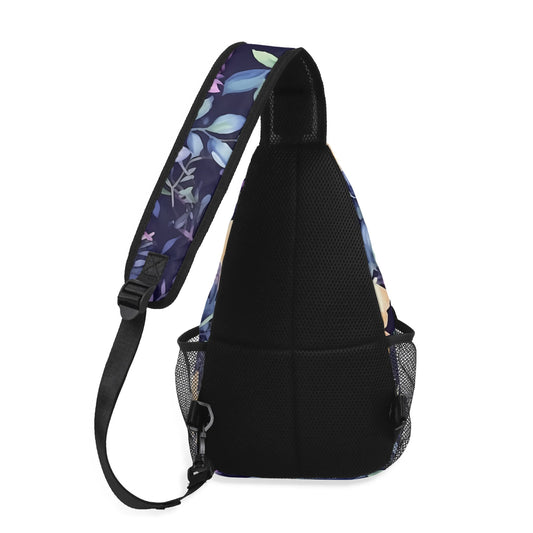 Midnight Floral Chest Crossbody Bag with Adjustable Strap