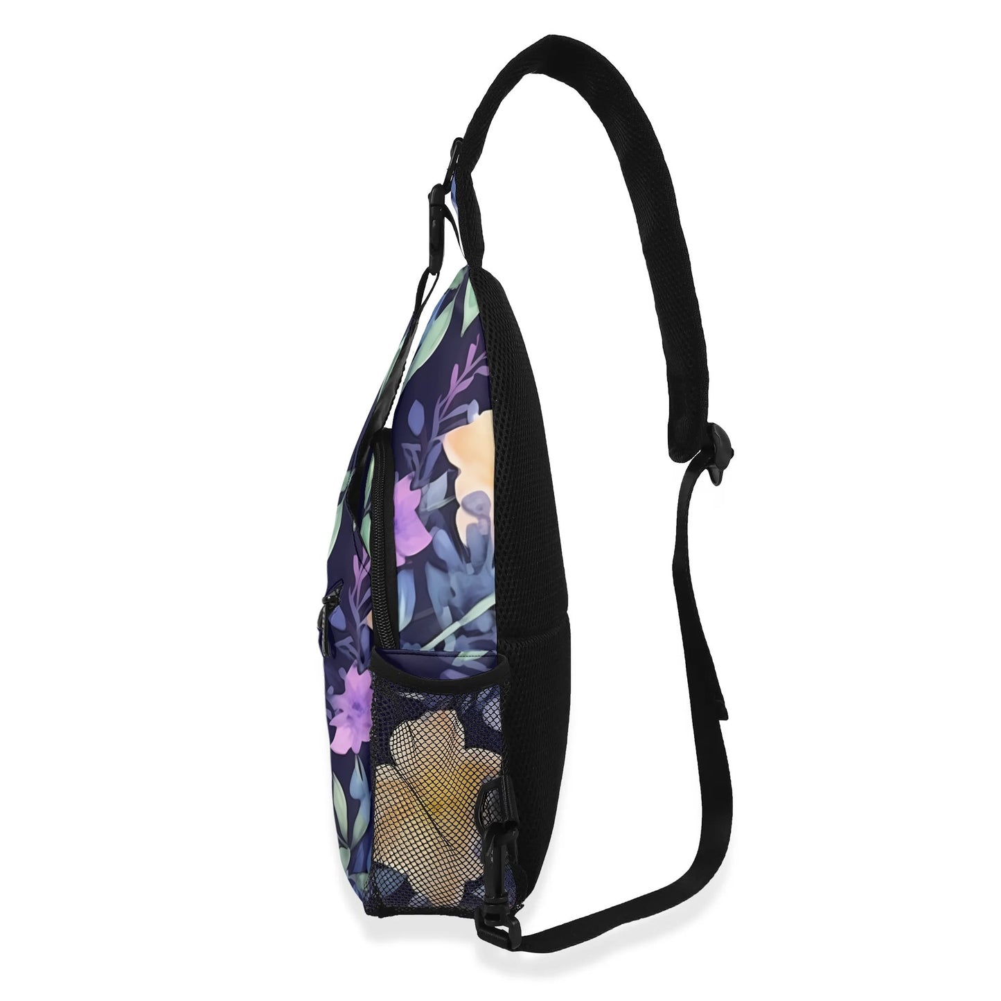 Midnight Floral Chest Crossbody Bag with Adjustable Strap