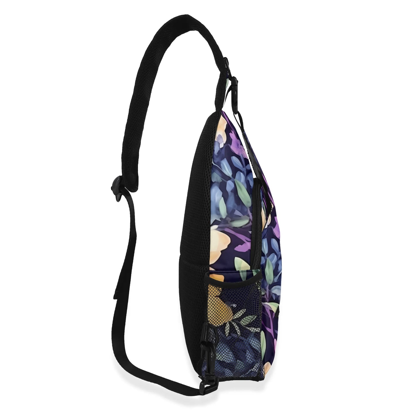 Midnight Floral Chest Crossbody Bag with Adjustable Strap