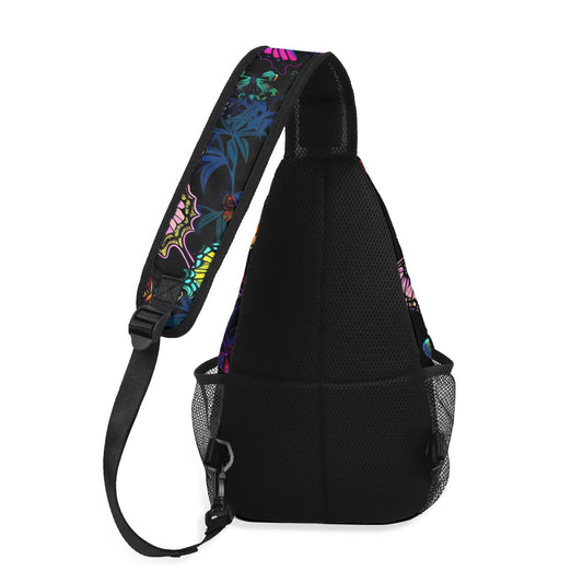 Neon Butterfly Chest Crossbody Bag with Adjustable Strap