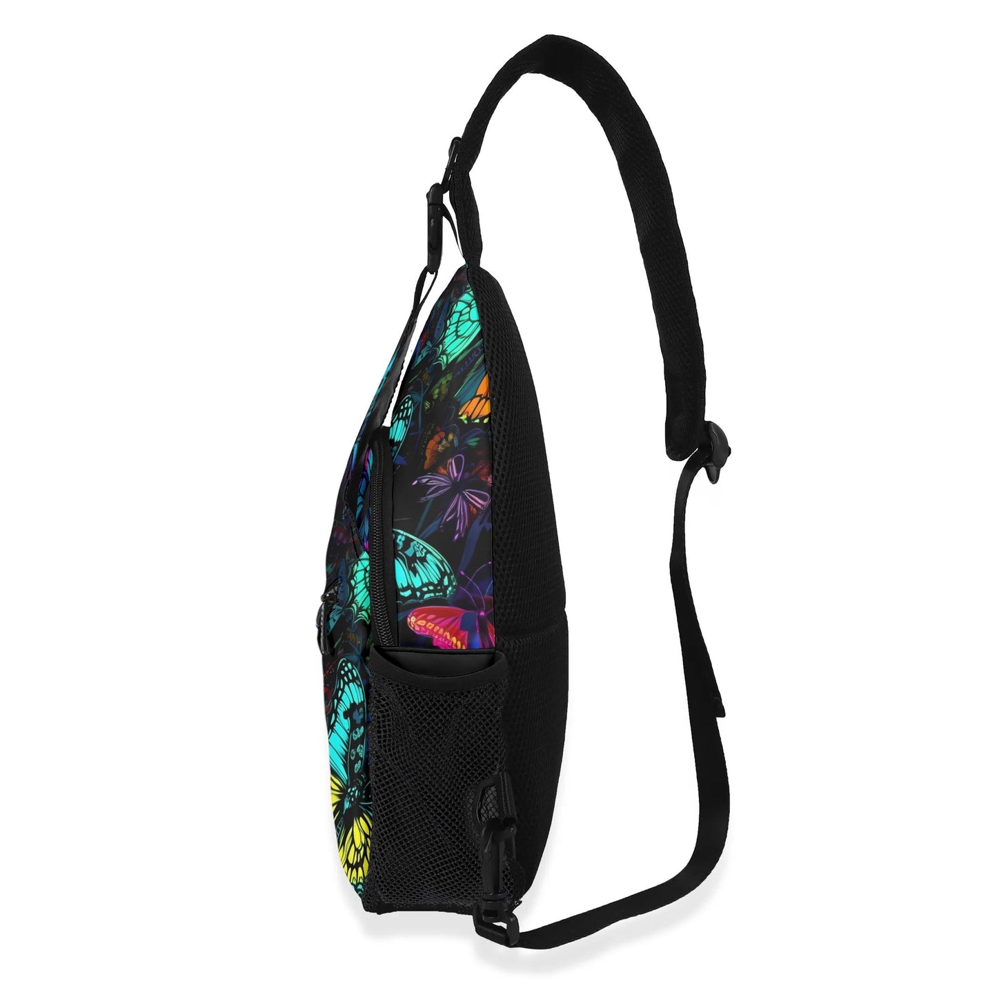 Neon Butterfly Chest Crossbody Bag with Adjustable Strap