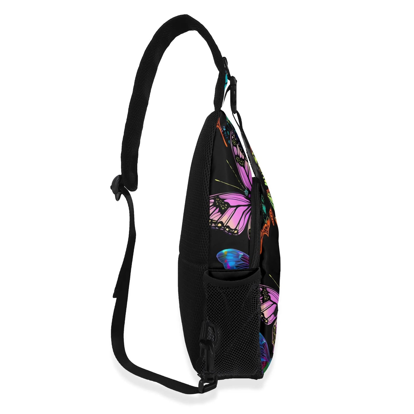 Neon Butterfly Chest Crossbody Bag with Adjustable Strap