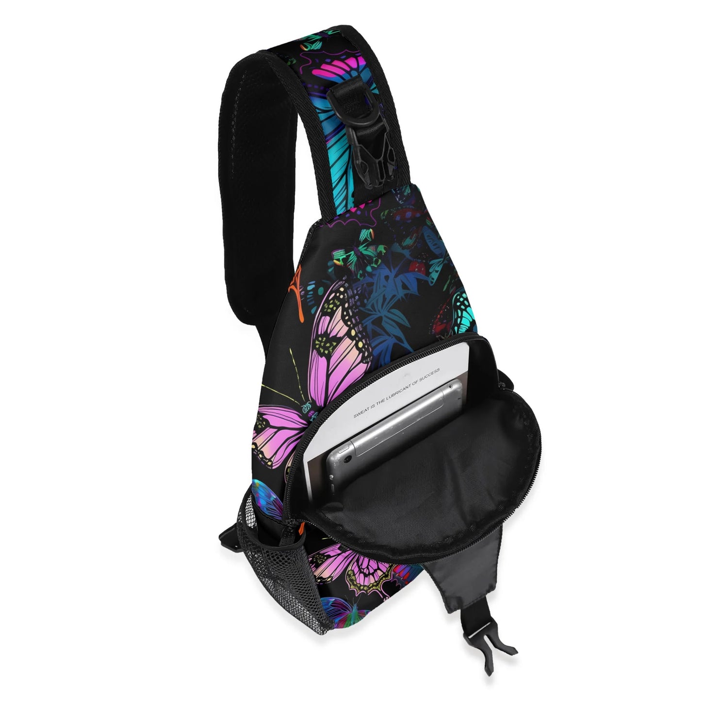 Neon Butterfly Chest Crossbody Bag with Adjustable Strap