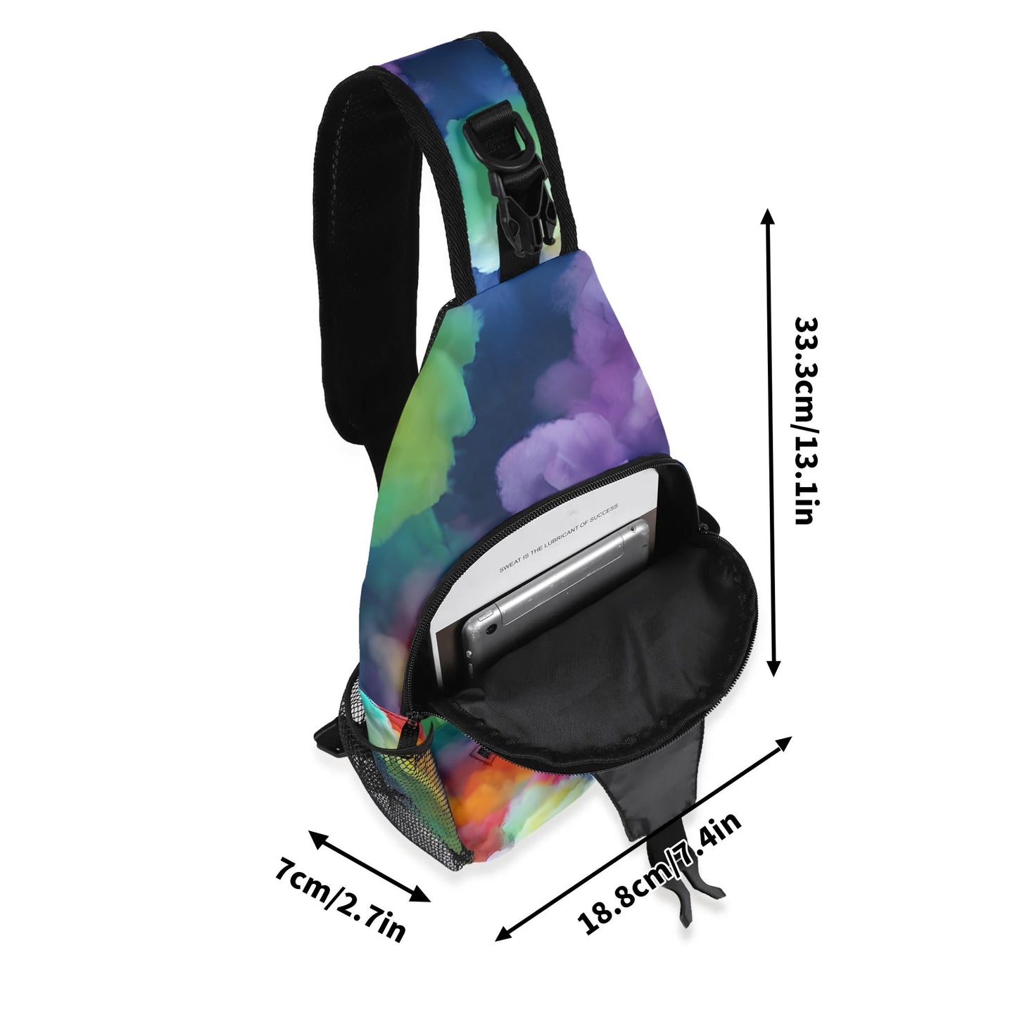 Rainbow Cloud Chest Crossbody Bag with Adjustable Strap