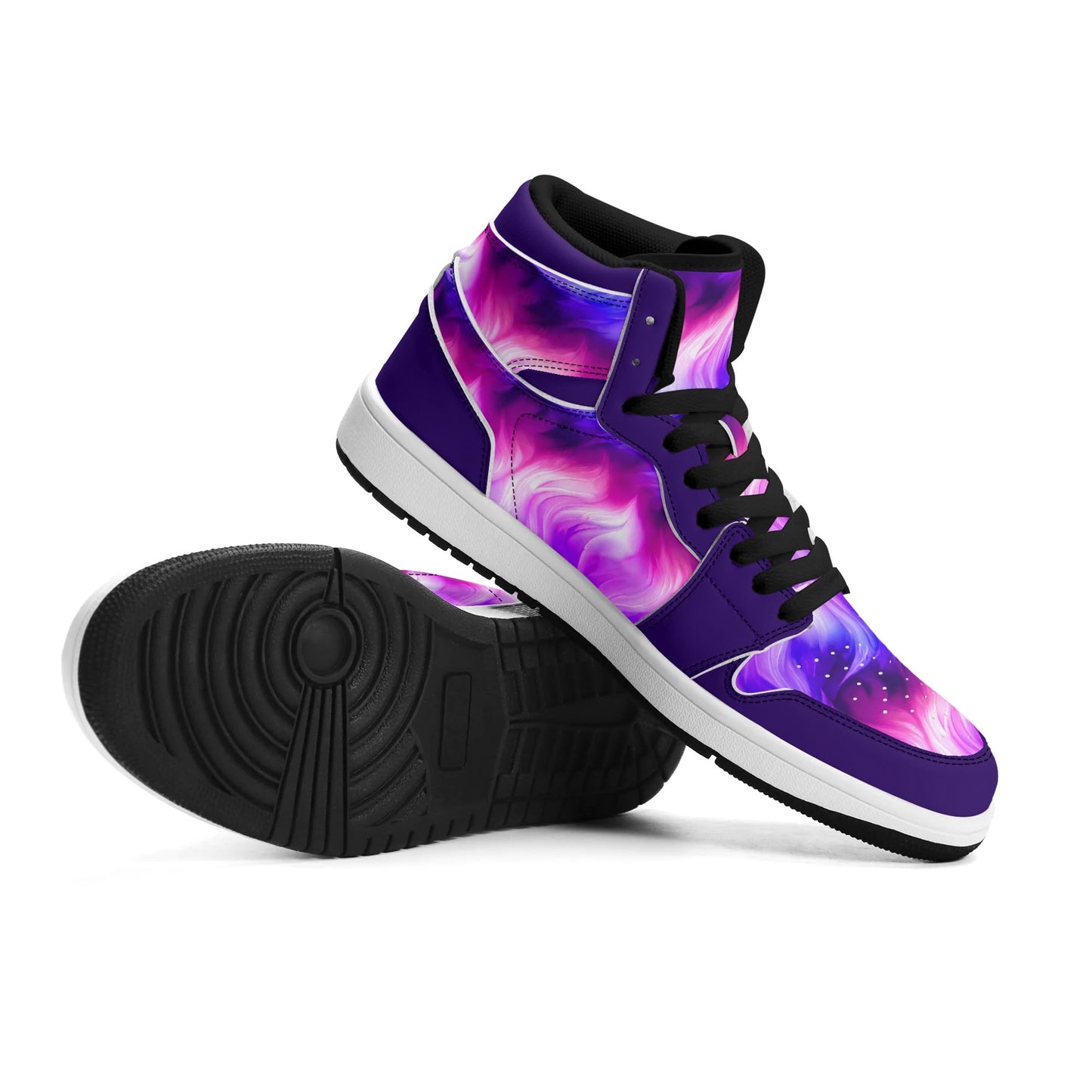 Mens Premium Unicorn Hair PU Leather High Top Sneakers