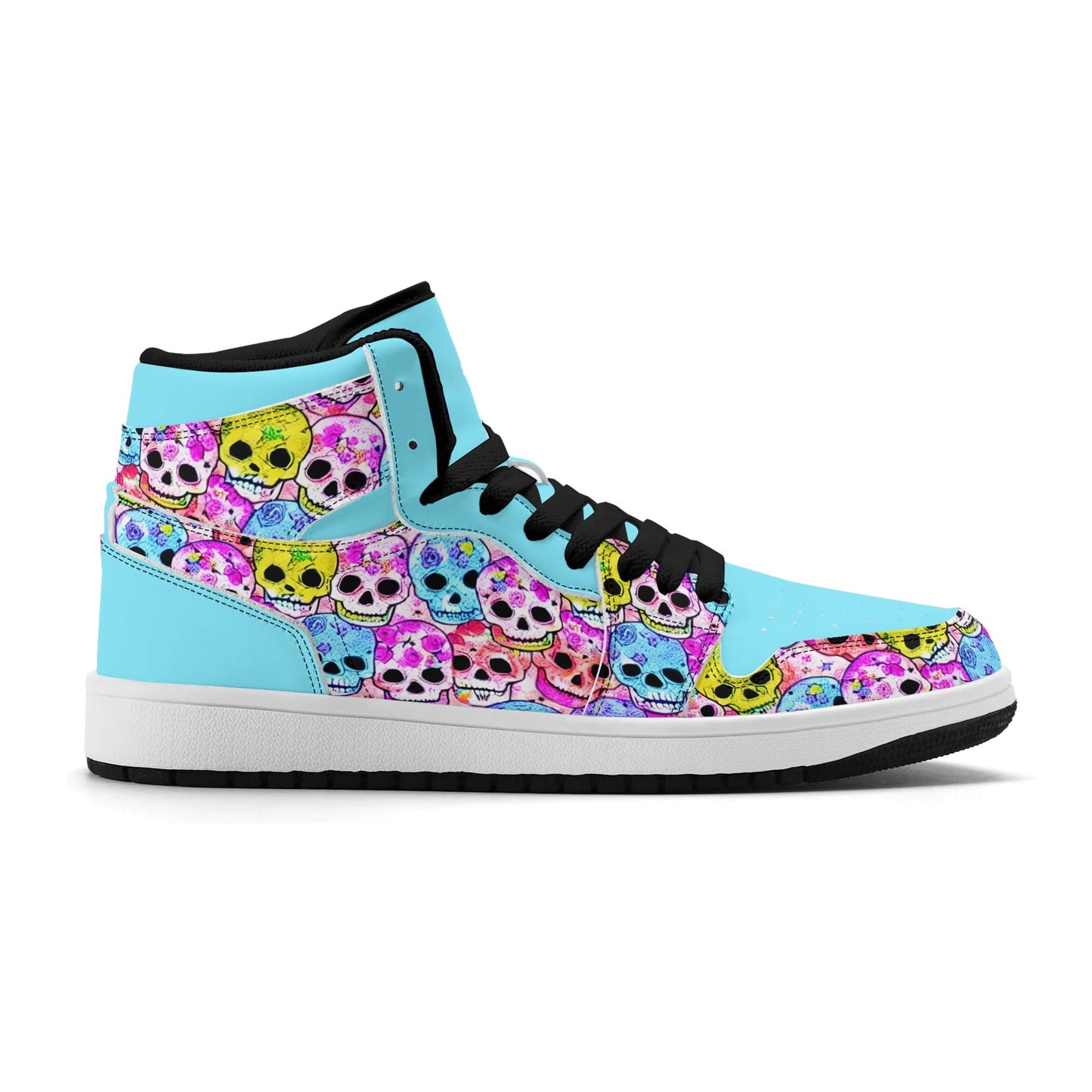 Mens Jelly Skulls Premium PU Leather High Top Sneakers