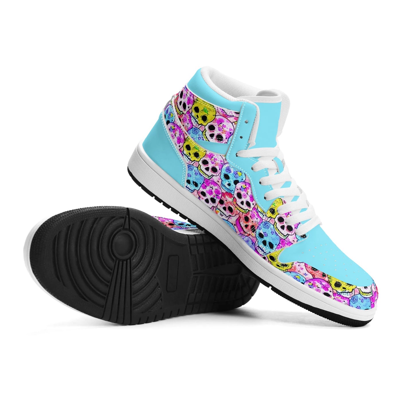 Mens Jelly Skulls Premium PU Leather High Top Sneakers