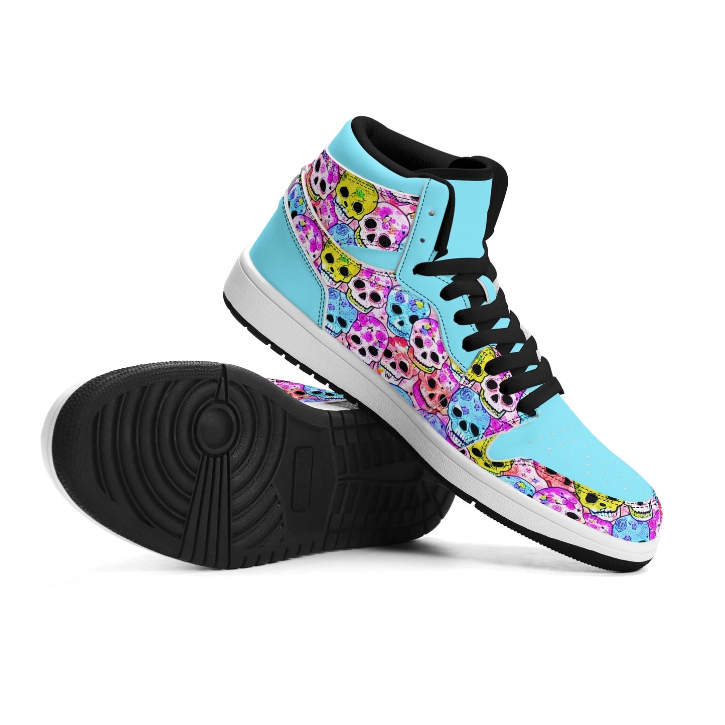 Mens Jelly Skulls Premium PU Leather High Top Sneakers