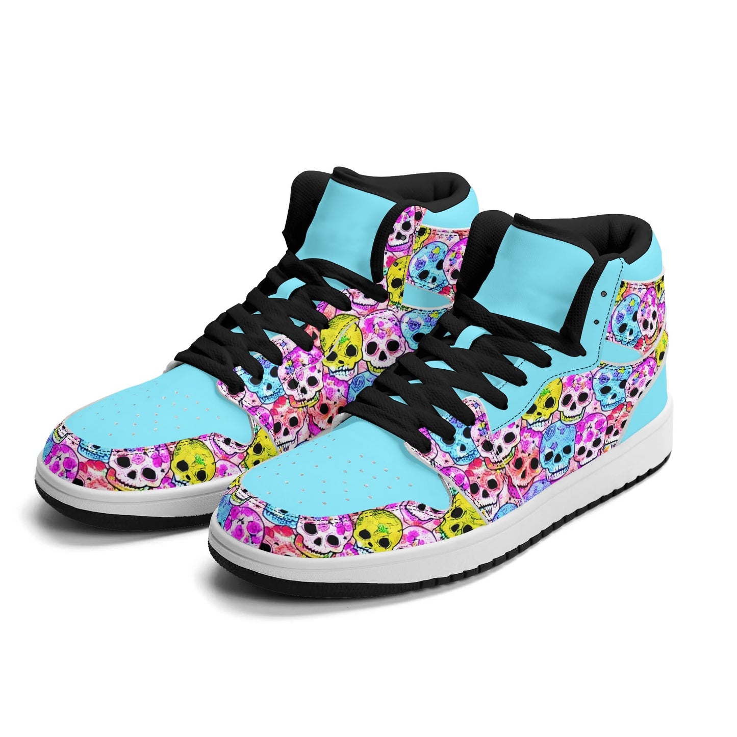 Mens Jelly Skulls Premium PU Leather High Top Sneakers
