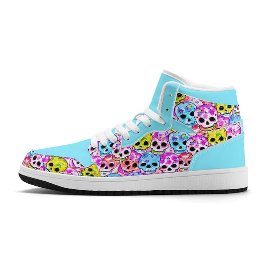 Mens Jelly Skulls Premium PU Leather High Top Sneakers