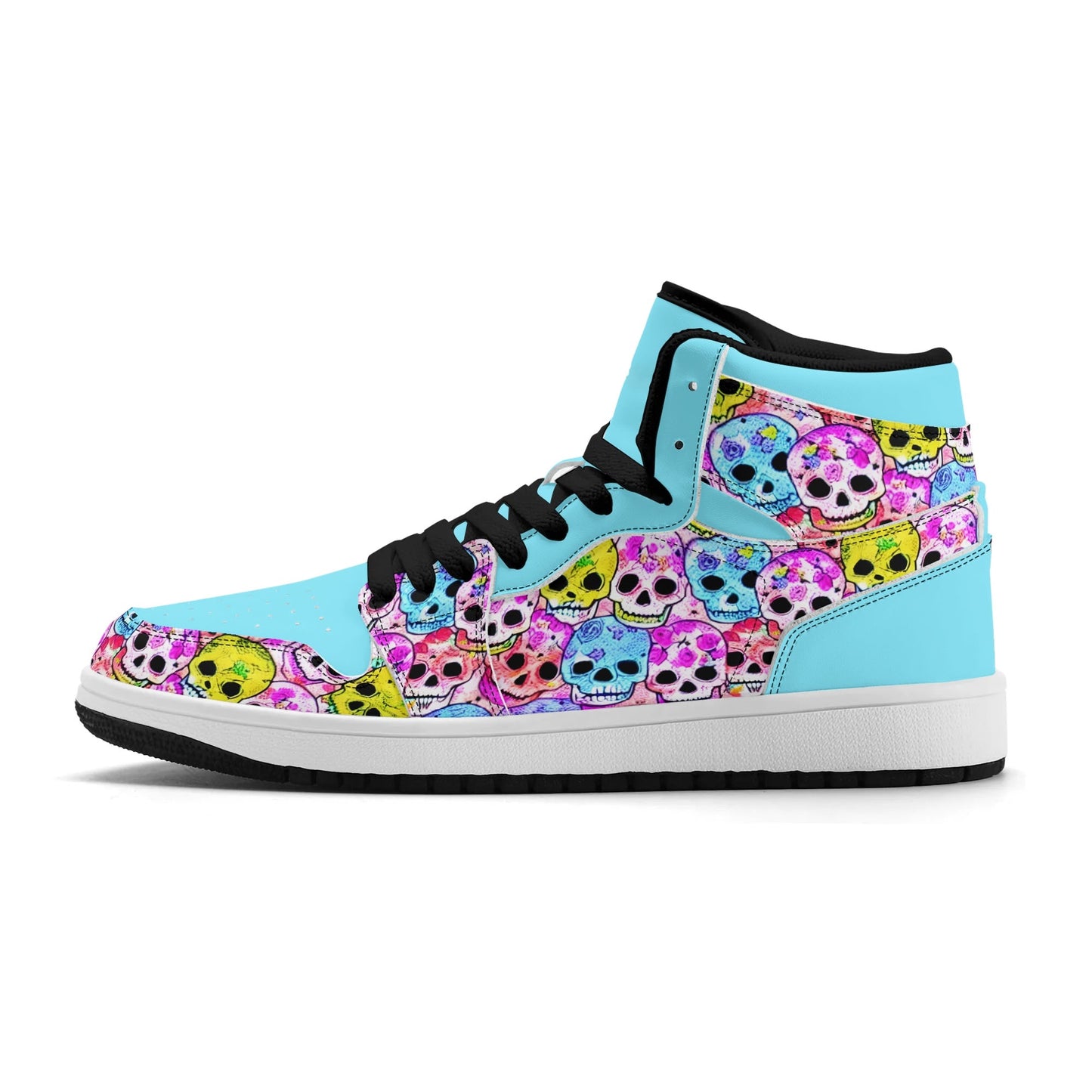 Mens Jelly Skulls Premium PU Leather High Top Sneakers