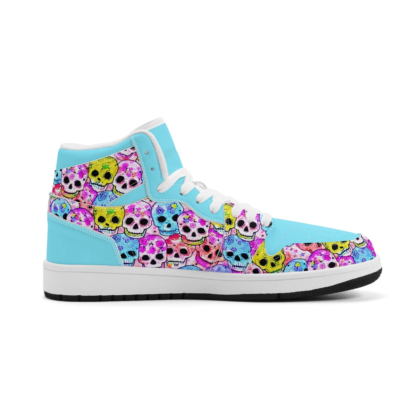 Mens Jelly Skulls Premium PU Leather High Top Sneakers