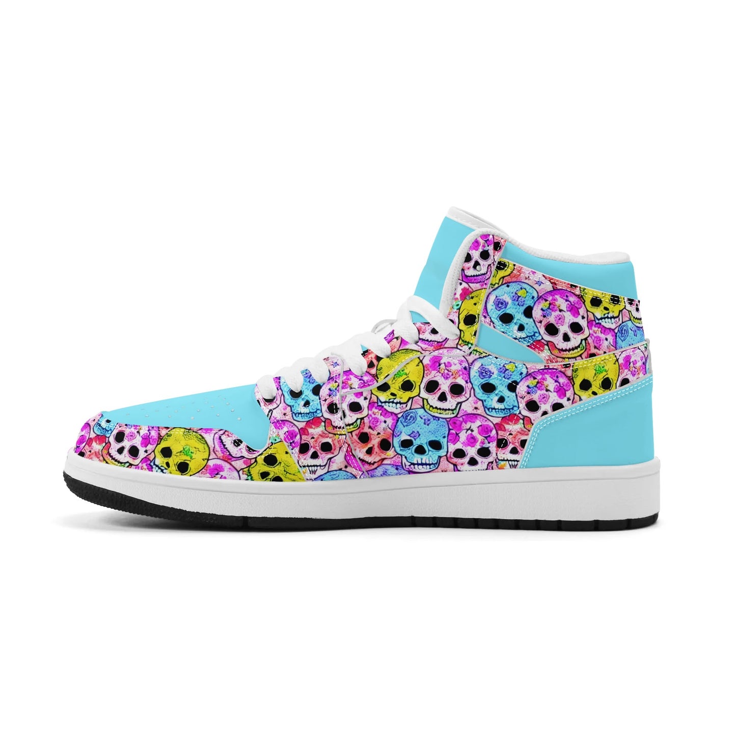 Mens Jelly Skulls Premium PU Leather High Top Sneakers