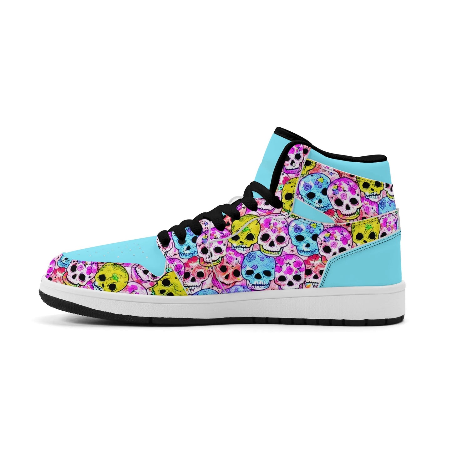 Mens Jelly Skulls Premium PU Leather High Top Sneakers