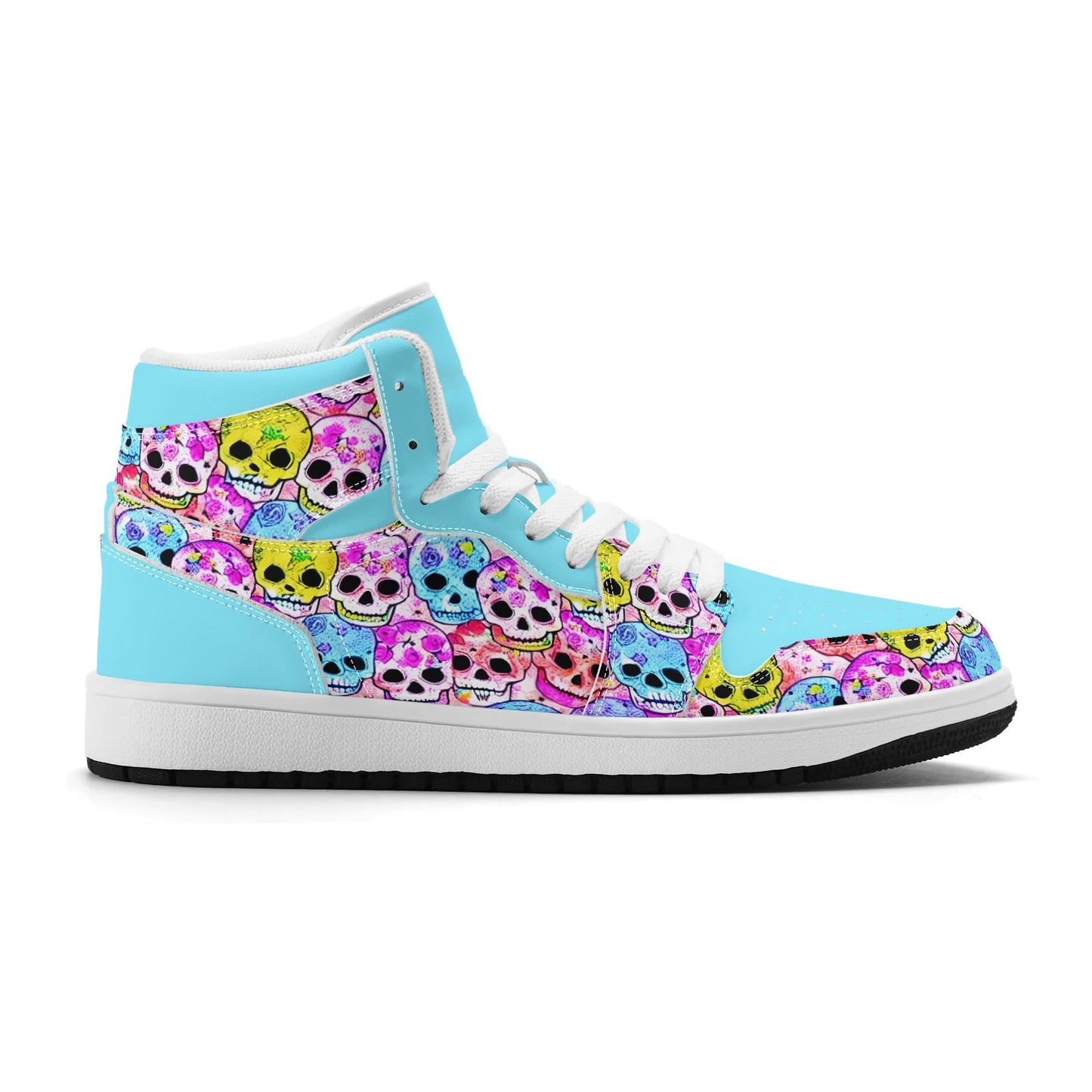 Mens Jelly Skulls Premium PU Leather High Top Sneakers