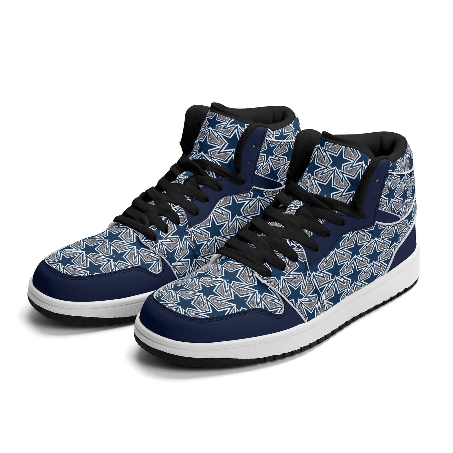 Mens Dallas Cowboy Inspired Premium PU Leather High Top Sneakers