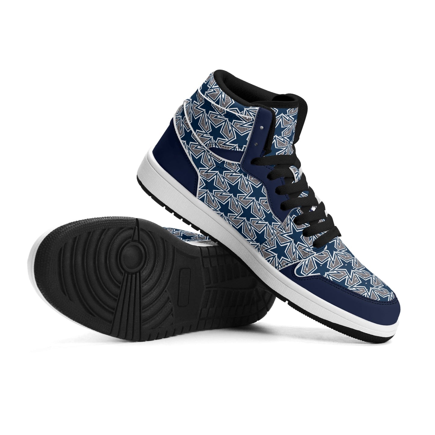 Mens Dallas Cowboy Inspired Premium PU Leather High Top Sneakers