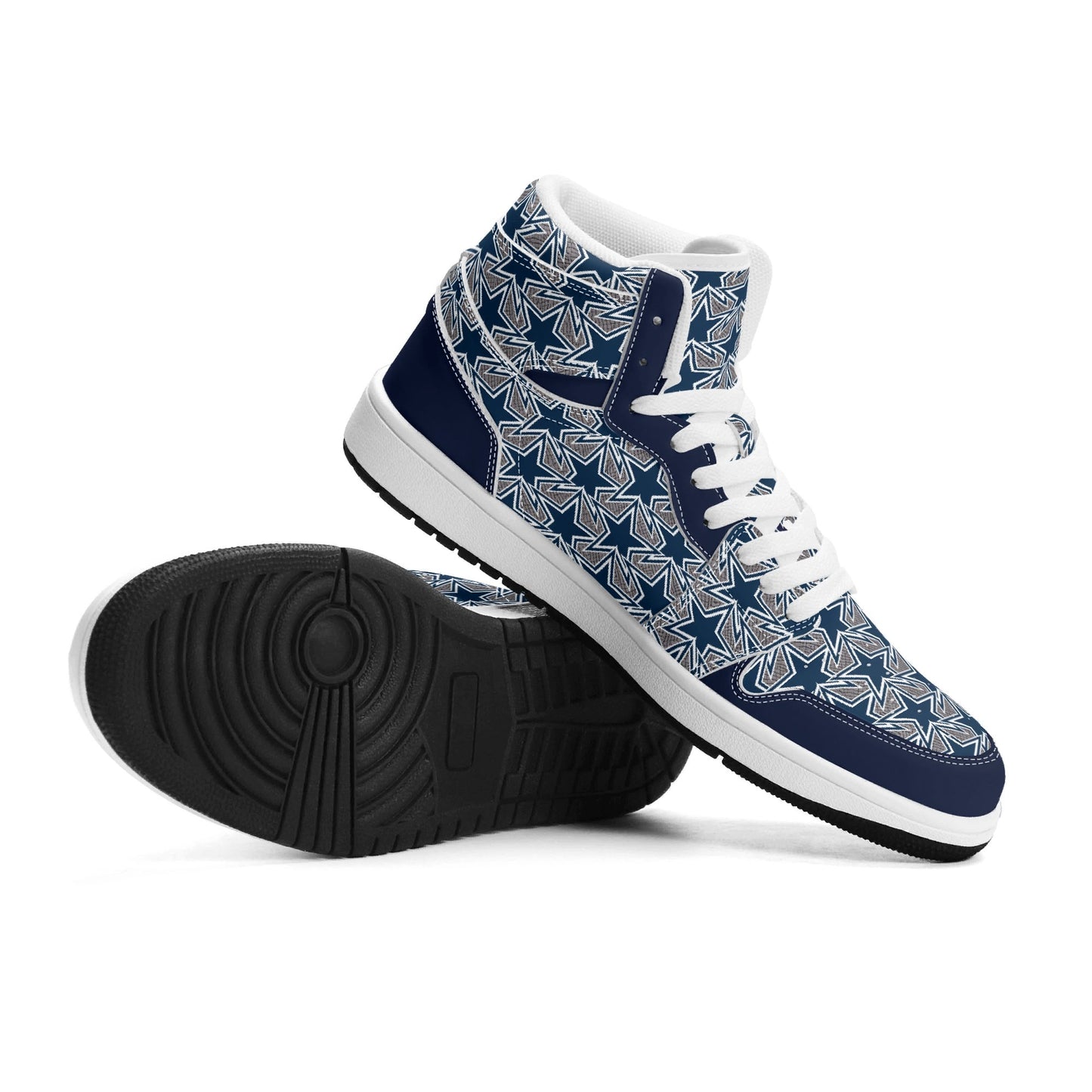 Mens Dallas Cowboy Inspired Premium PU Leather High Top Sneakers