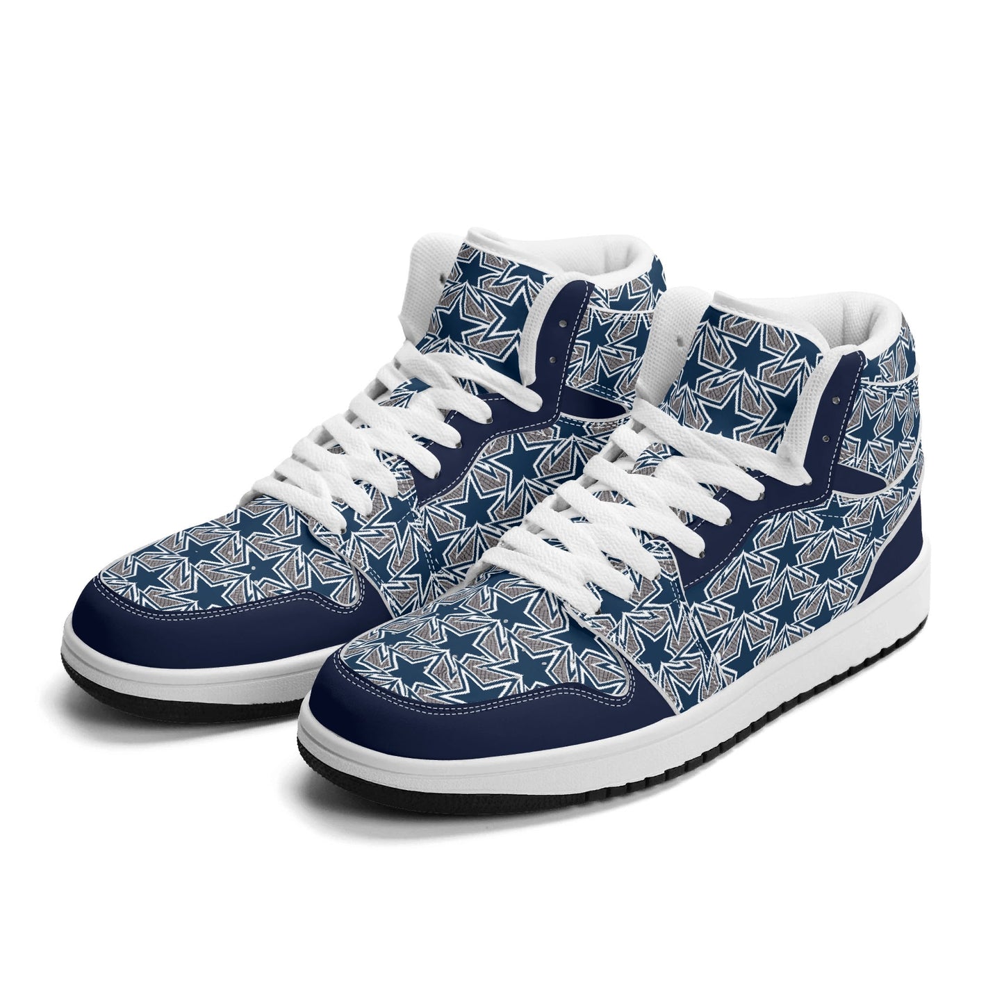 Mens Dallas Cowboy Inspired Premium PU Leather High Top Sneakers