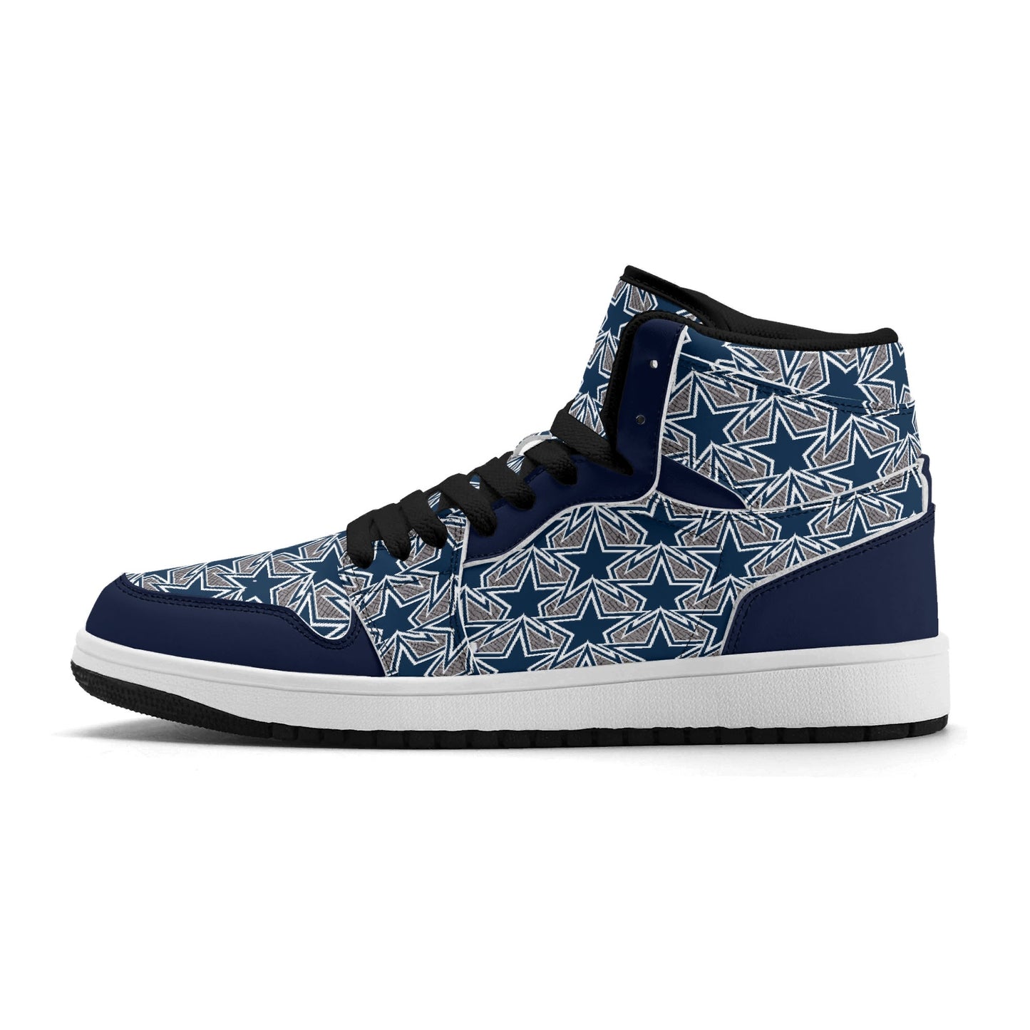 Mens Dallas Cowboy Inspired Premium PU Leather High Top Sneakers