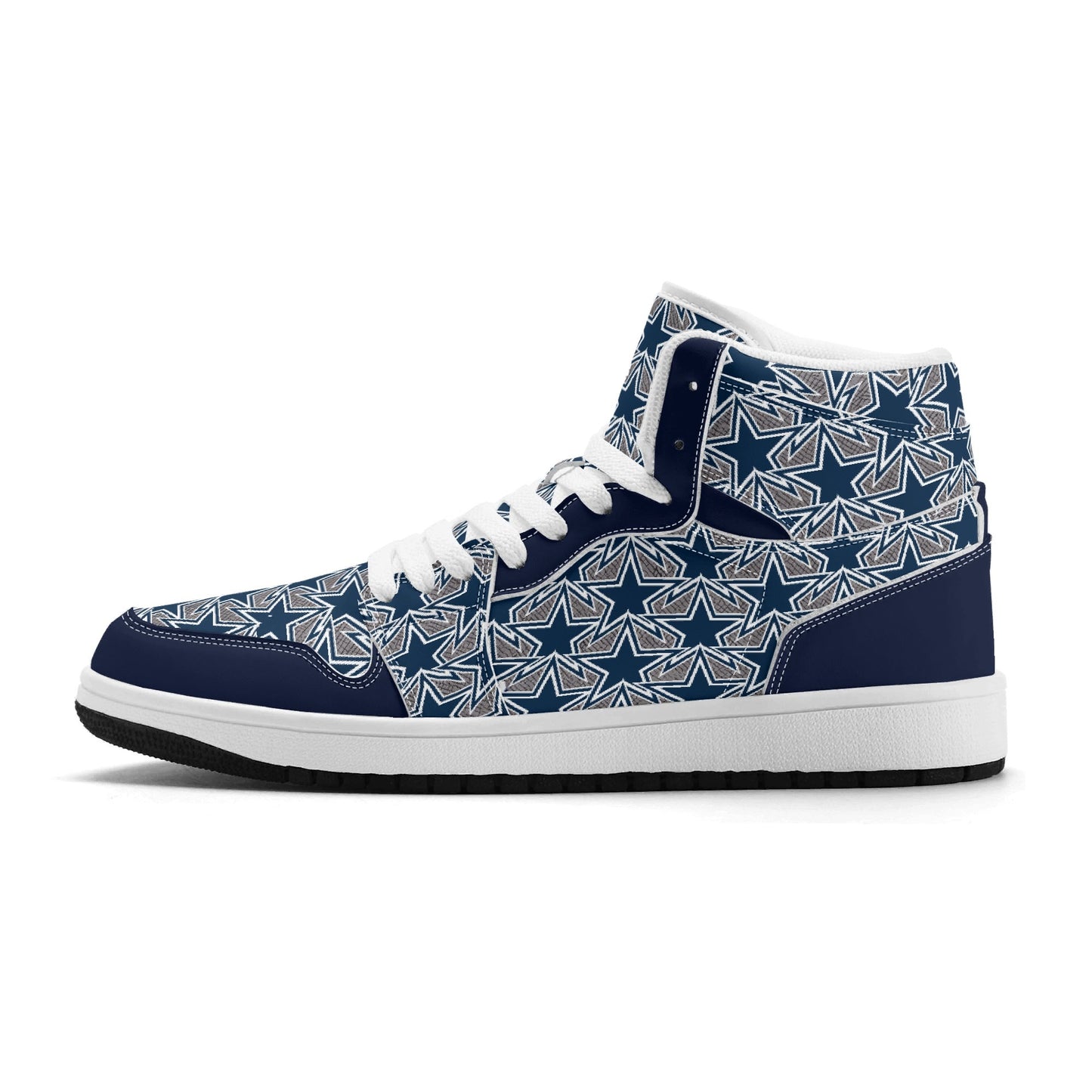 Mens Dallas Cowboy Inspired Premium PU Leather High Top Sneakers